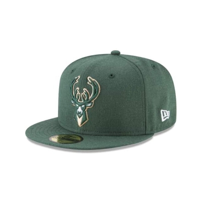 Milwaukee Bucks Gorra | New Era NBA Wool Standard 59fifty Fitted Cap Mexico - Verdes